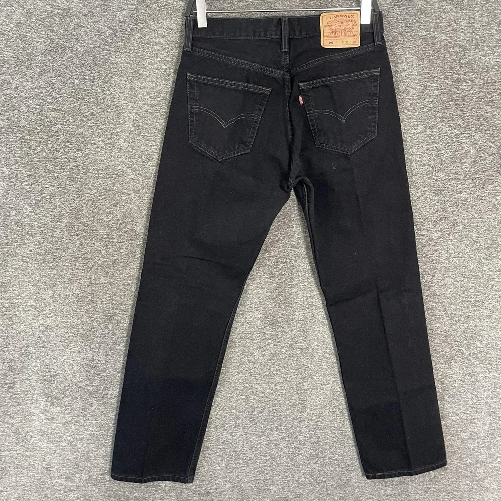 Vtg Levis 501 Jeans Men 31x30 Dark Black Button Fly Straight Leg Denim Pants 90s